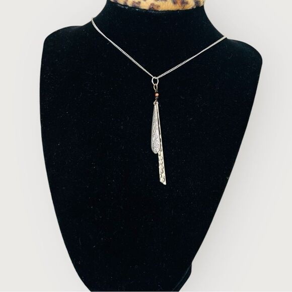 Stainless steel boho pendant & matching 20.” Necklace - Picture 2 of 5